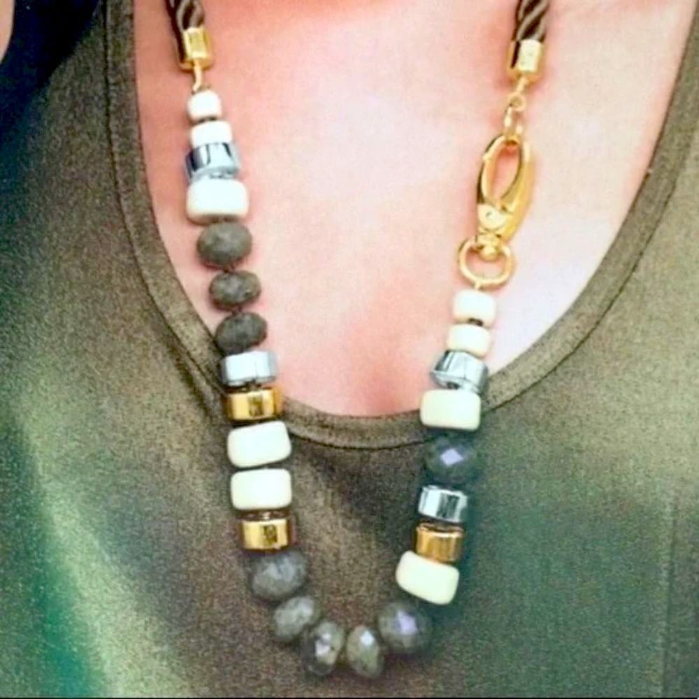 stella & dot ~ graceful nomad necklace ~ beads & rope cord